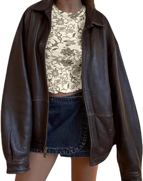 Oversize Bomber Lambskin Soft Real Leather Jacket, Women 90s Fashion Jacket Majestic Leather