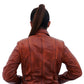 Women's New Real Lambskin Rust Brown Biker Leather Coat Majestic Leather