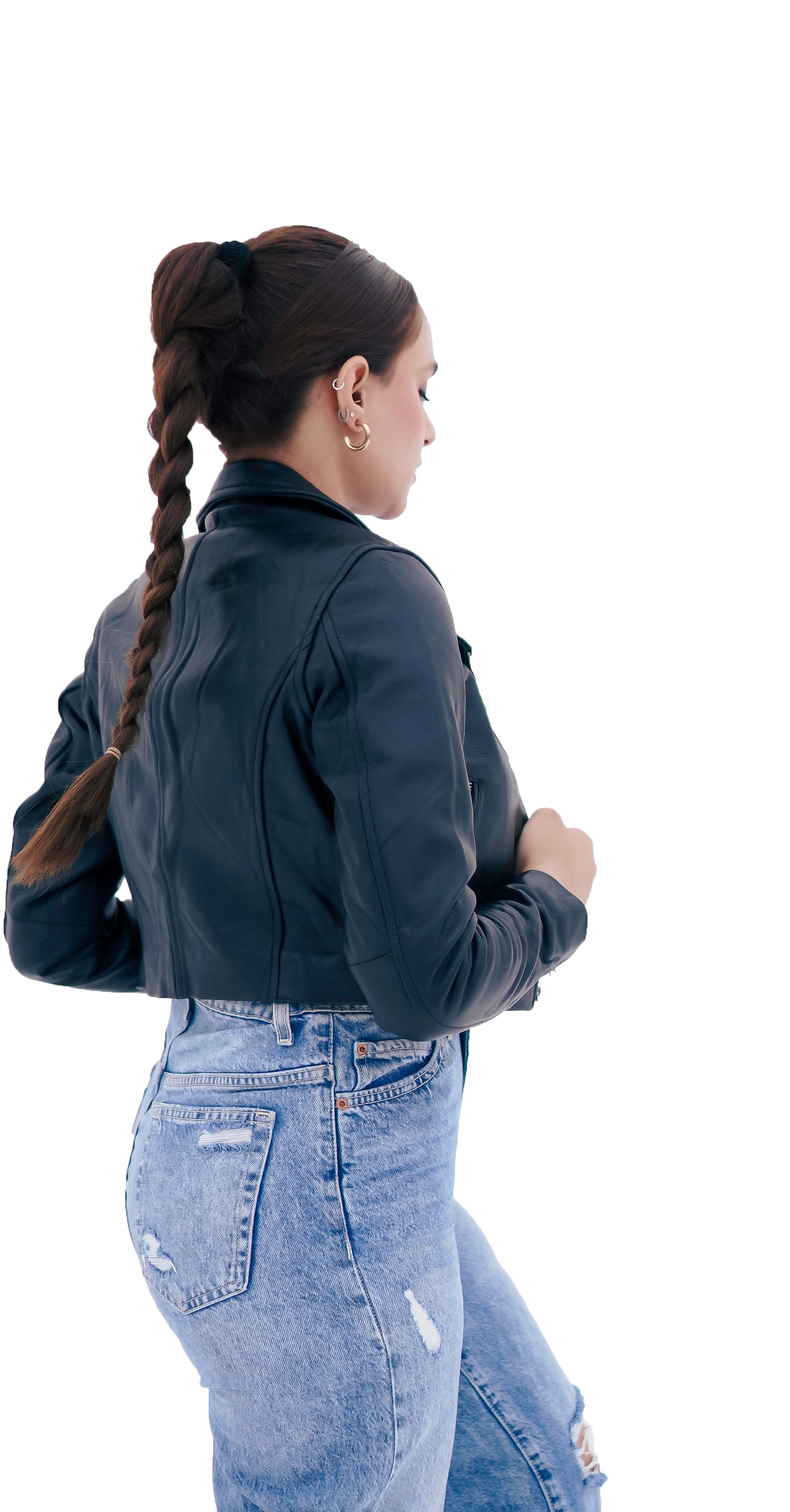 Women's New Real Lambskin Black Biker Short Length Leather Jacket | Majestic Leather Majestic Leather
