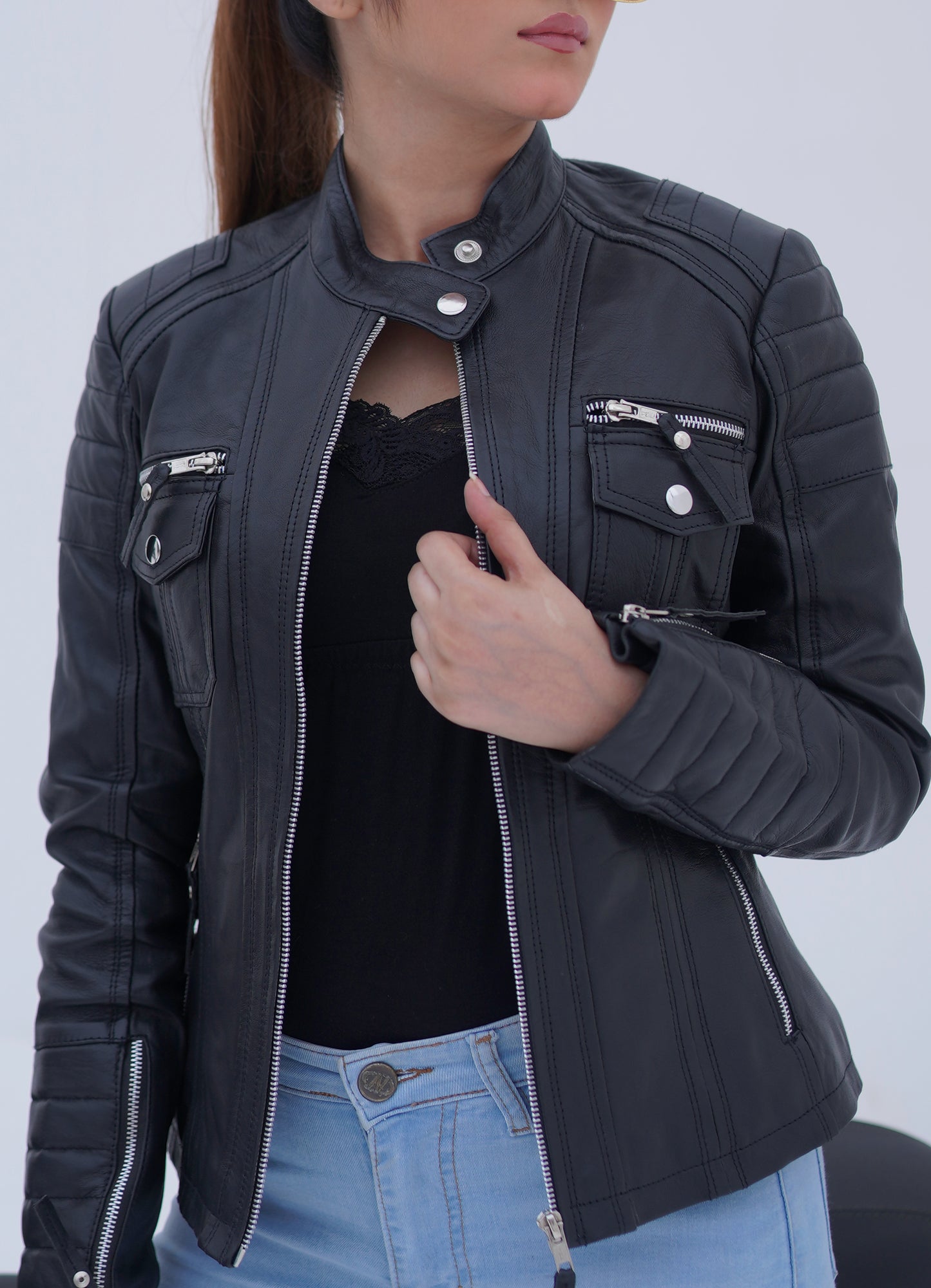 Women's New Real Leather Classic Biker Leather Jacket Soft Lambskin | Majestic Leather Majestic Leather