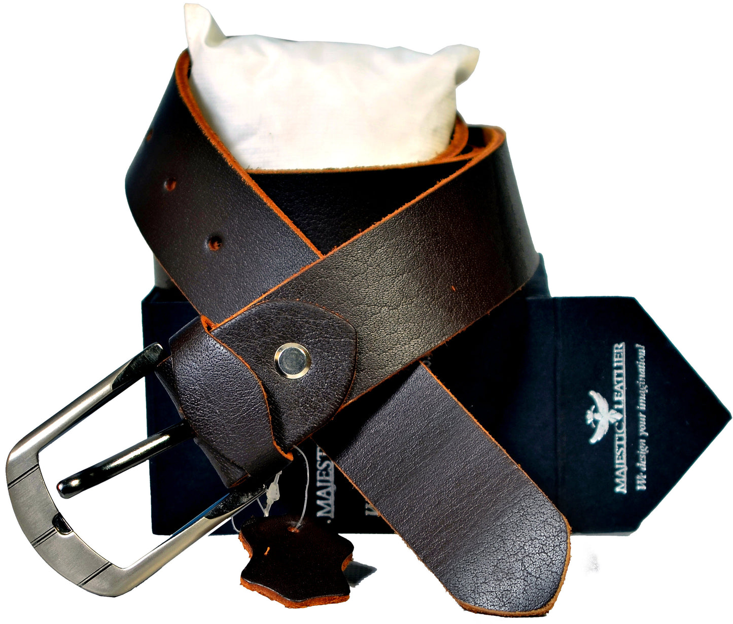 Men's Rustic Buffalo Brown Geninune Leather Belt Majestic Leather