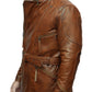 Real Leather Brown Jacket 3/4 Lenght Coat | Majestic Leather — side profile | Majestic Leather UK