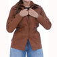 WOMEN REAL LAMBSKIN CAMEL BROWN THREE-QUARTER BIKER LEATHER COAT