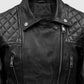 Chloe Decker Black Leather Jacket – Women’s | Majestic Leather — sleeve detail | Majestic Leather UK