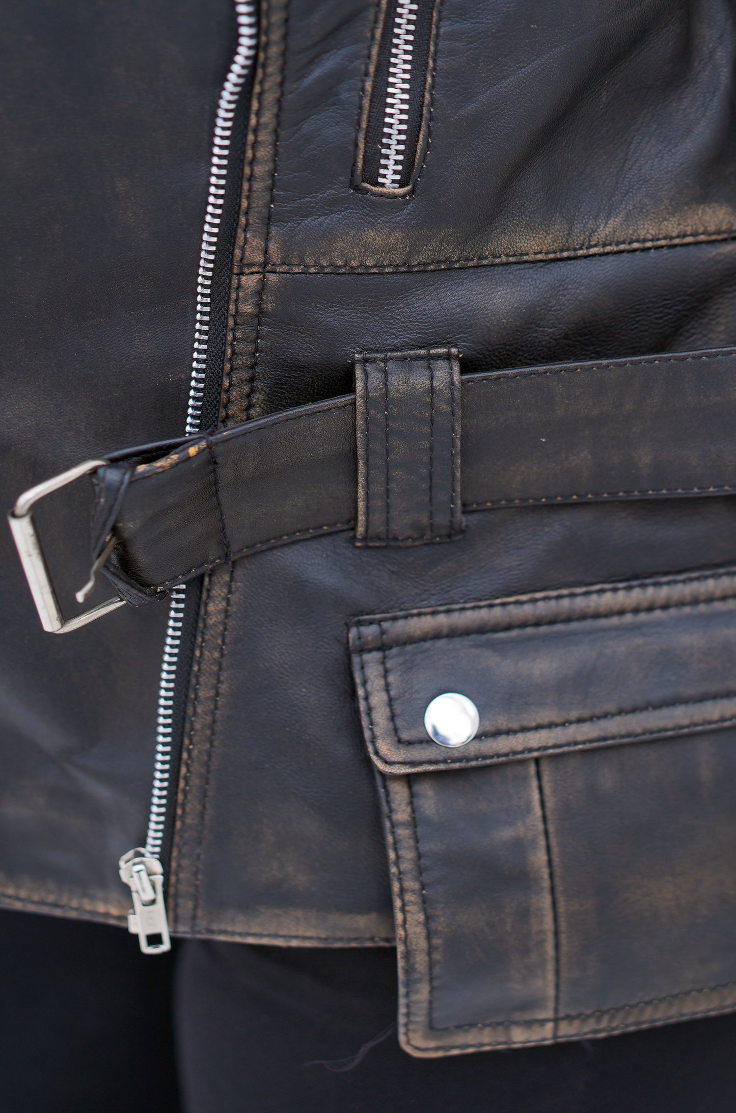 Women's New REAL LEATHER BIKER DISTRESS VINTAGE | Majestic Leather Majestic Leather