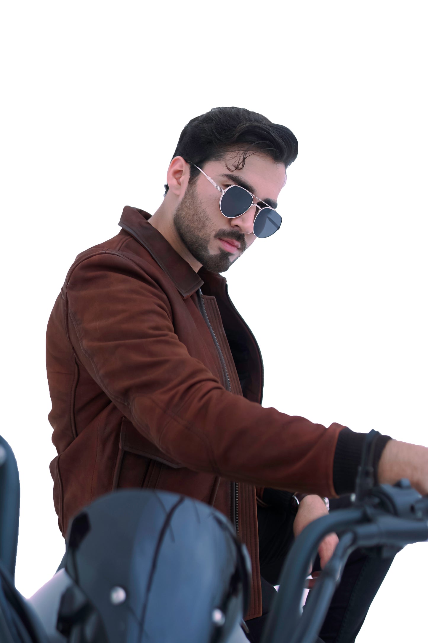 NEW AVIATOR BOMBER PILOT BROWN REAL LEATHER JACKET