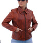 Women's New Real Lambskin Rust Brown Biker Leather Coat Majestic Leather