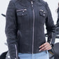 New Women's Black Slim Fit Biker Moto Style Real Leather Jacket