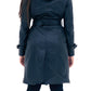 New Ladies Women Black Genuine Real Leather Trench Coat