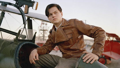 Men's Aviator Brown Cowhide Leather Jacket — back view | Majestic Leather UK