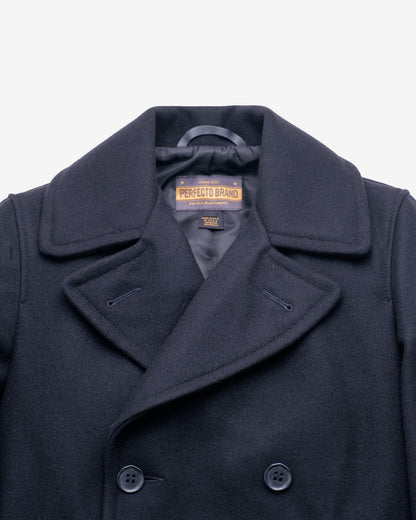 Women's Naval Officer Classic Coat Genuine Leather — back view | Majestic Leather UK
