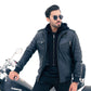 New Mens Genuine Real Leather Jacket Black Bomber Winter Hooded Jacket Coat