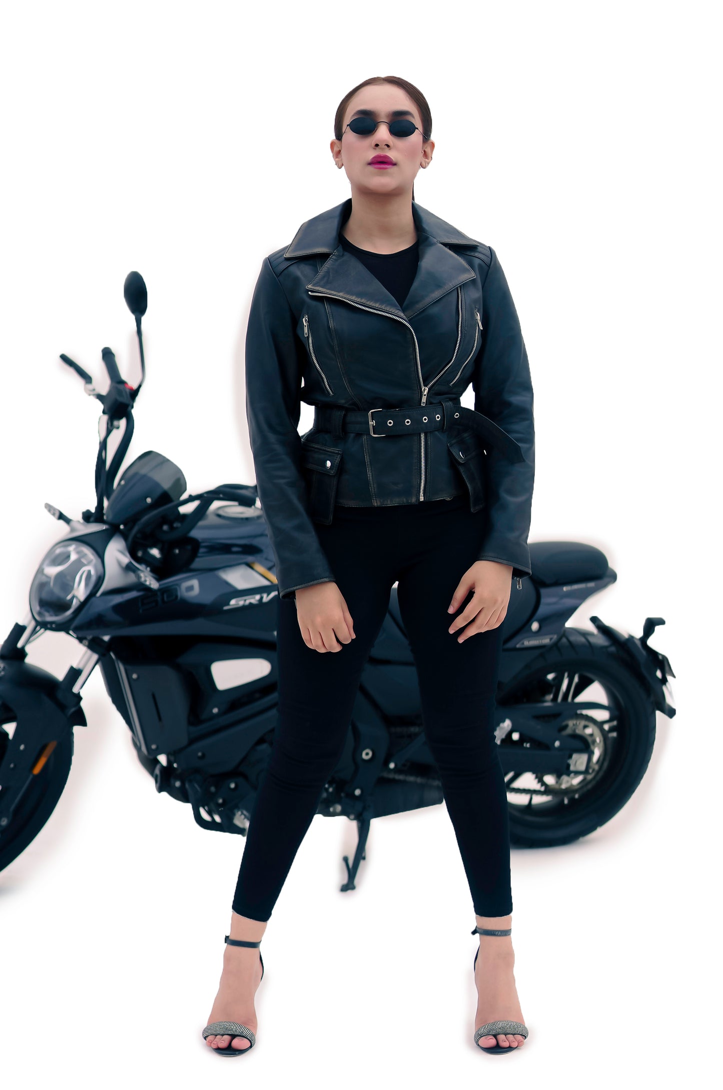 WOMEN REAL LEATHER BIKER DISTRESS VINTAGE JACKET SOFT LAMBSKIN