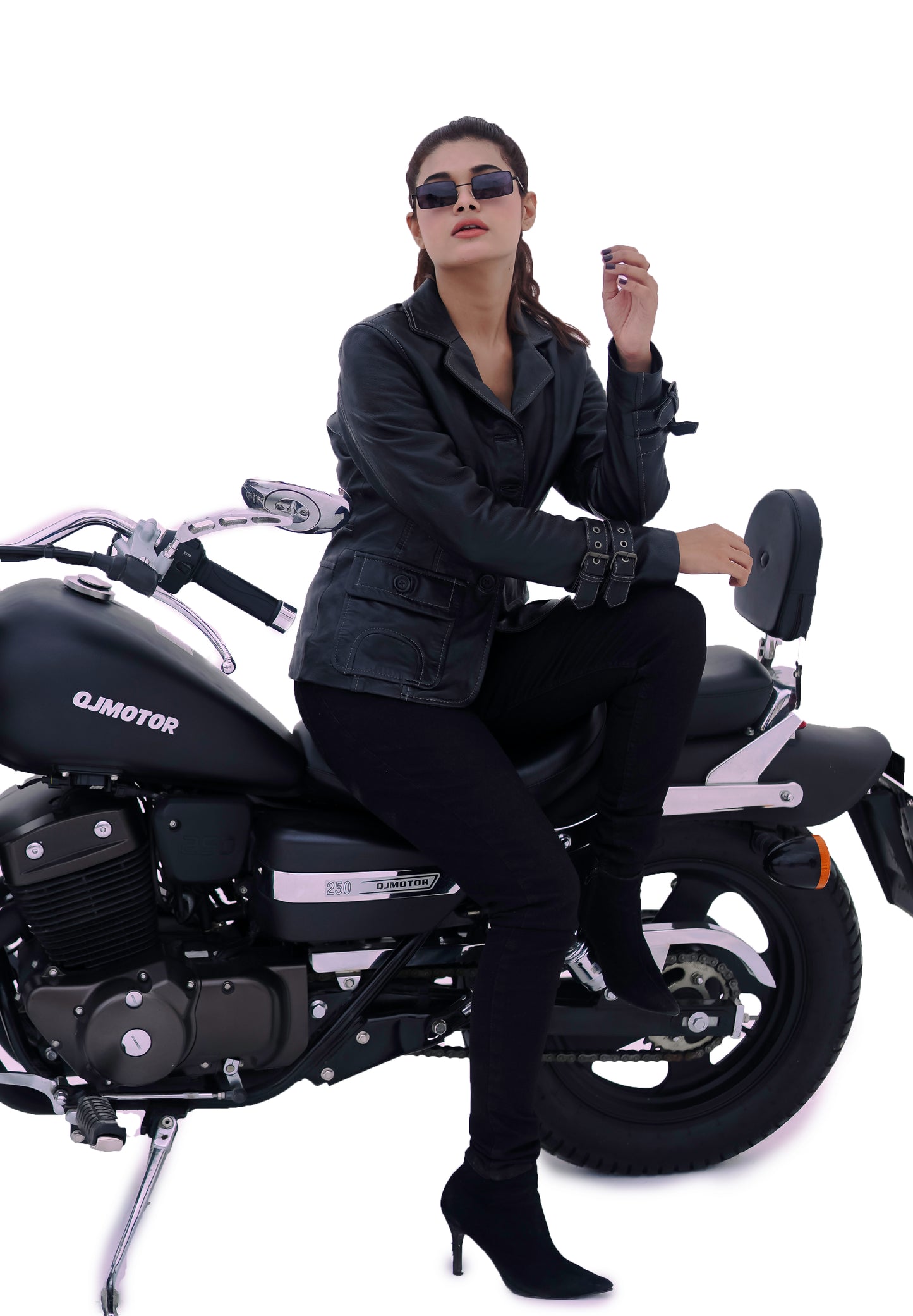 Women's New REAL LEATHER BIKER VINTAGE SOFT BLACK LAMBSKIN BLAZER COAT Majestic Leather