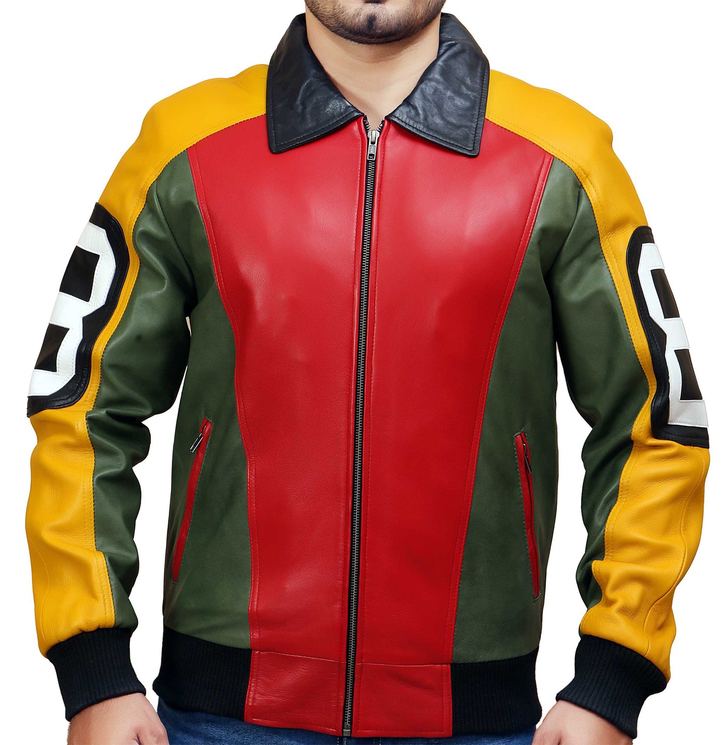 Seinfeld Michael Hoban 8 ball Mens Bomber Jacket Real Leather | Majestic Leather — front view | Majestic Leather UK