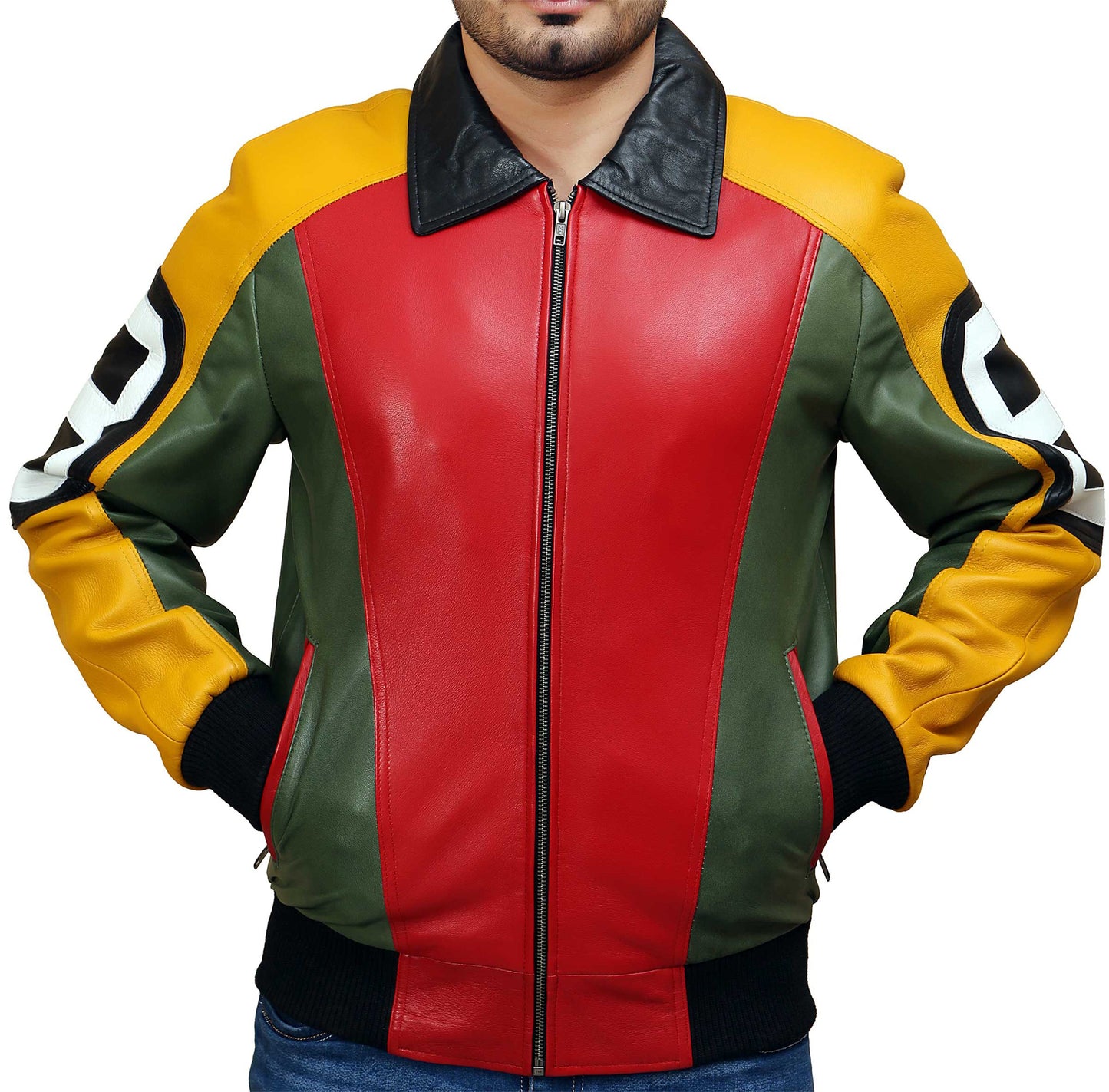 Seinfeld Michael Hoban 8 ball Mens Bomber Jacket Real Leather | Majestic Leather — back view | Majestic Leather UK