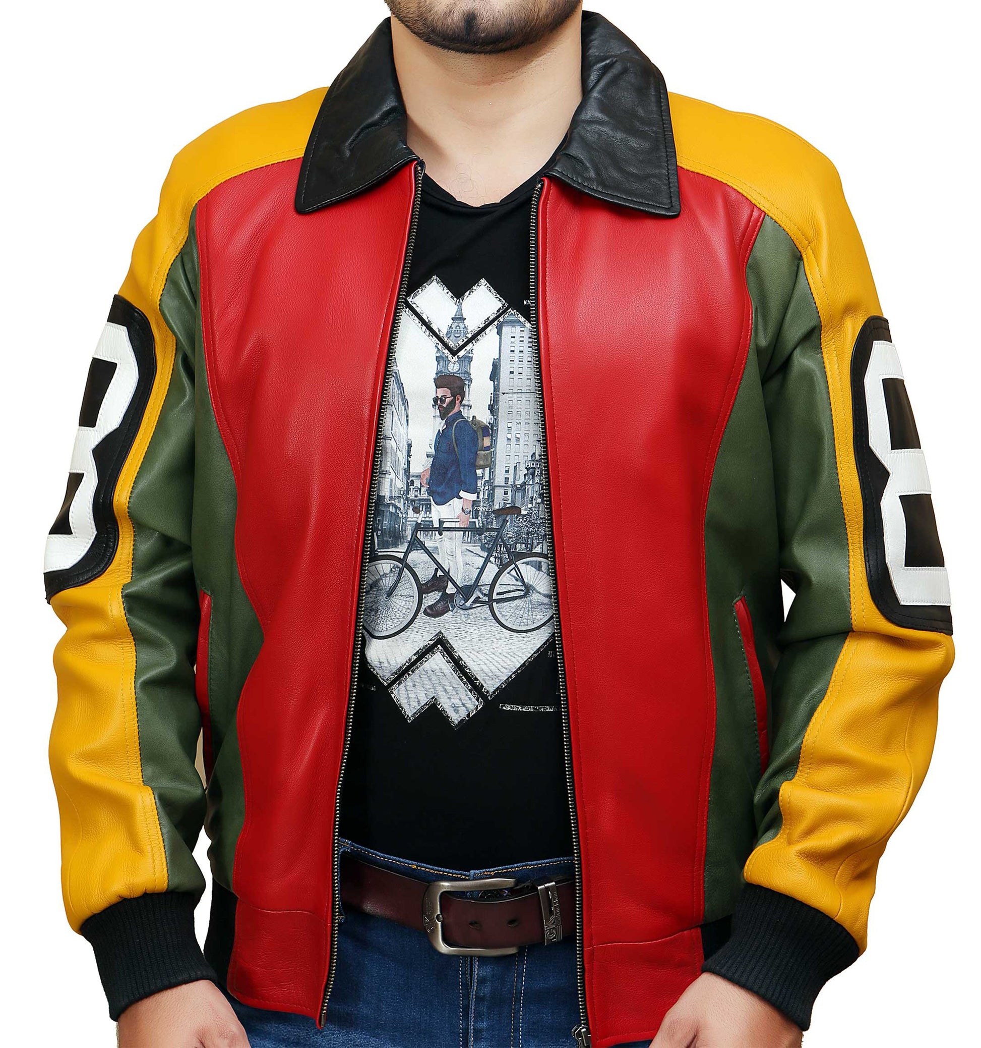 Seinfeld Michael Hoban 8 ball Mens Bomber Jacket Real Leather | Majestic Leather — interior lining | Majestic Leather UK