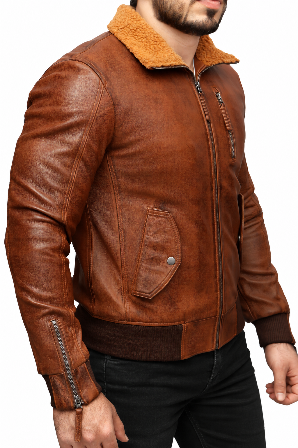 Men's New Tan Safari Biker Hooded Brown Lambskin Leather Jacket| Majestic Leather Majestic Leather