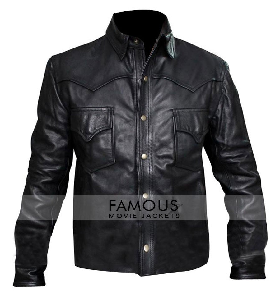 Walking Dead The Governor Black Leather Jacket | Majestic Leather — front view | Majestic Leather UK