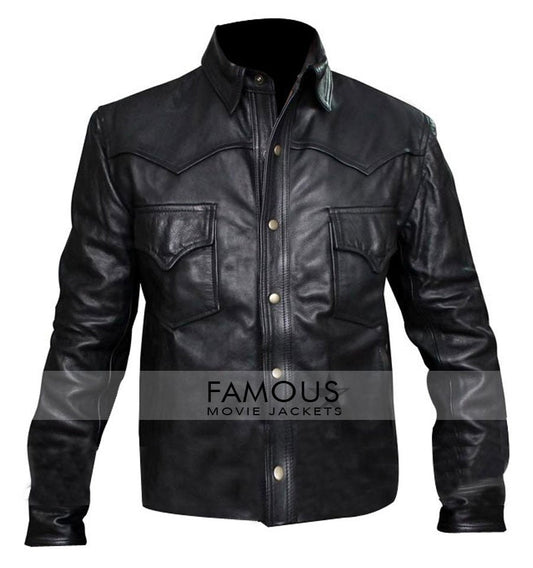 Walking Dead The Governor Black Leather Jacket | Majestic Leather — front view | Majestic Leather UK