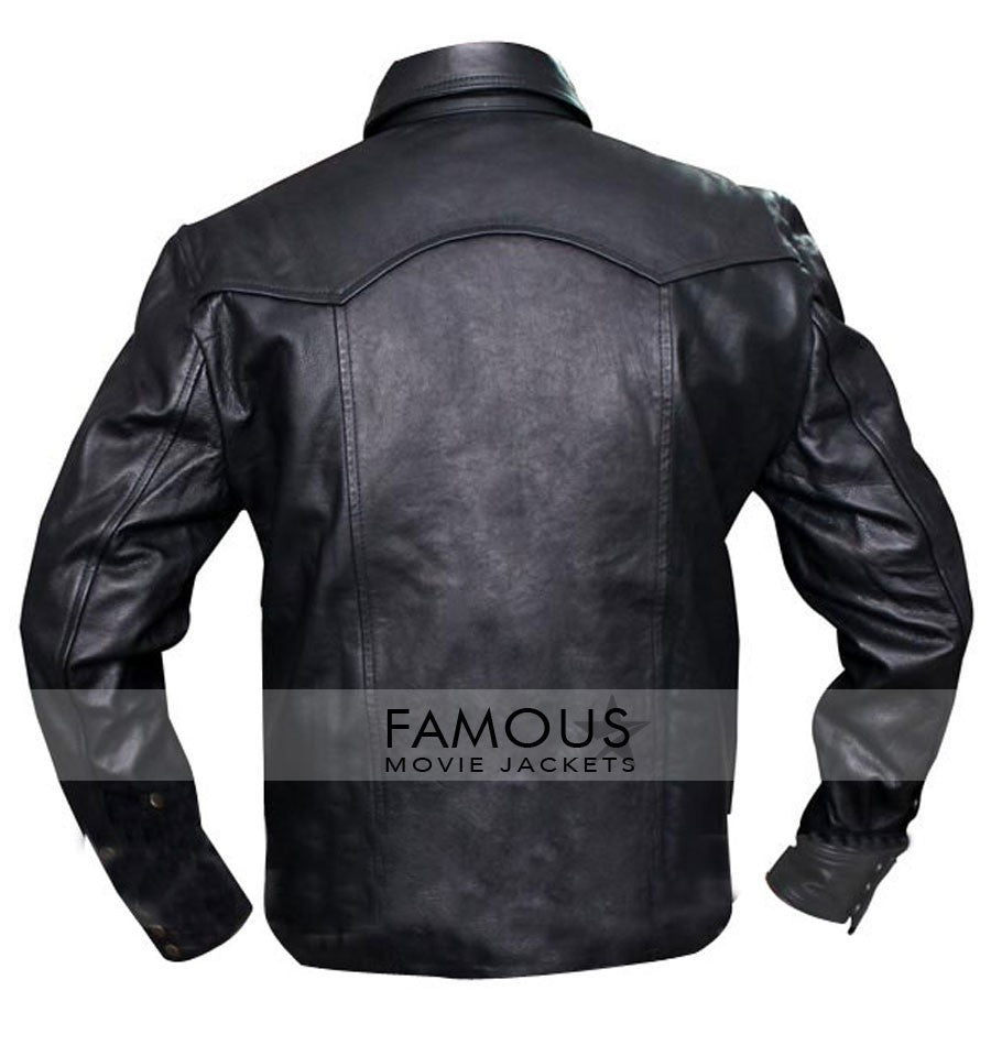 Walking Dead The Governor Black Leather Jacket | Majestic Leather — back view | Majestic Leather UK