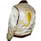 Majestic Leather - Drive Scorpion Ivory Satin Slim Fit Ryan Gosling Movie Bomber Quilted Jacket