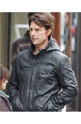 Majestic Leather - Ghost Protocol Mission Impossible Black Men's Hooded Movie Real Leather Jacket