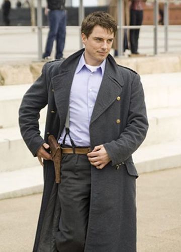 Majestic Leather - Capitaine Jack Harkness Gris Laine Tissu Fashion Caban