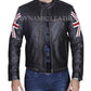 Majestic Leather - Mens Biker Vintage Distressed Brown Union Jack Cafe Racer Leather Jacket