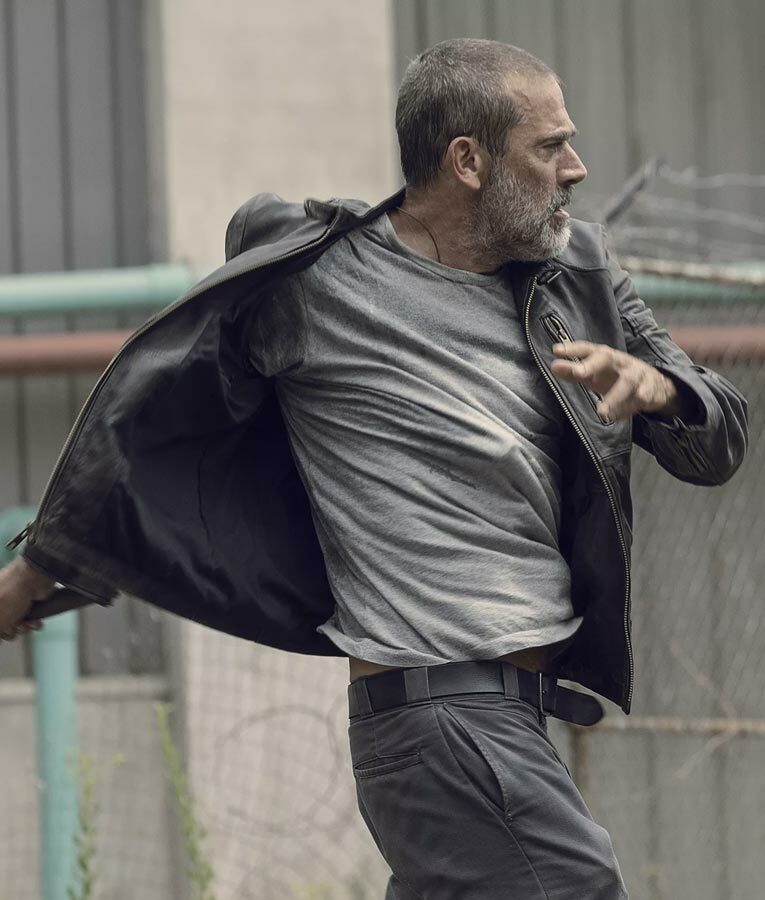 Majestic Leather - The Walking Dead Negan Jeffrey Dekan Morgan Saison 9 Schwarz Lederjacke