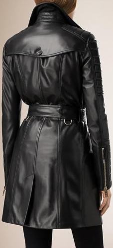 Majestic Leather - Damen Schwarz Echtleder Trenchcoat