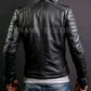 Majestic Leather - MEN’S FASHION GENUINE LEATHER SLIM FIT QUILTED BLACK LEATHER BIKER JACKET