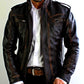 Majestic Leather - Mens Biker Motorcycle Vintage Cafe Racer Distressed Black Real Leather Jacket