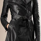 Majestic Leather - Femme Noir Cuir Véritable Trench-Coat