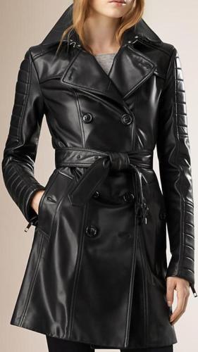 Majestic Leather - Femme Noir Cuir Véritable Trench-Coat
