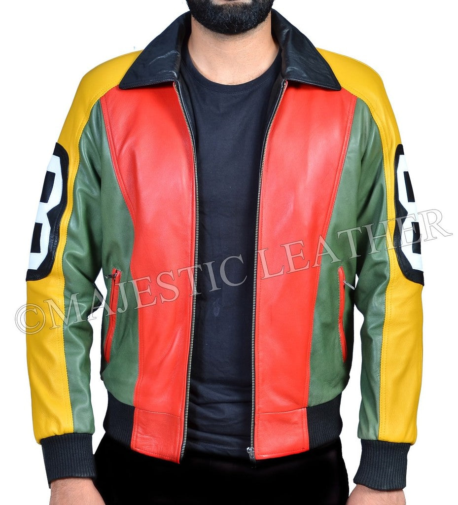 Majestic Leather - 8 Ball Pool Seinfeld Michael Hoban MI Bomber Genuine Leather Jacket All Sizes