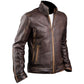 Majestic Leather - Mens Cafe Racer Stylish Biker Brown Distressed Leather Jacket