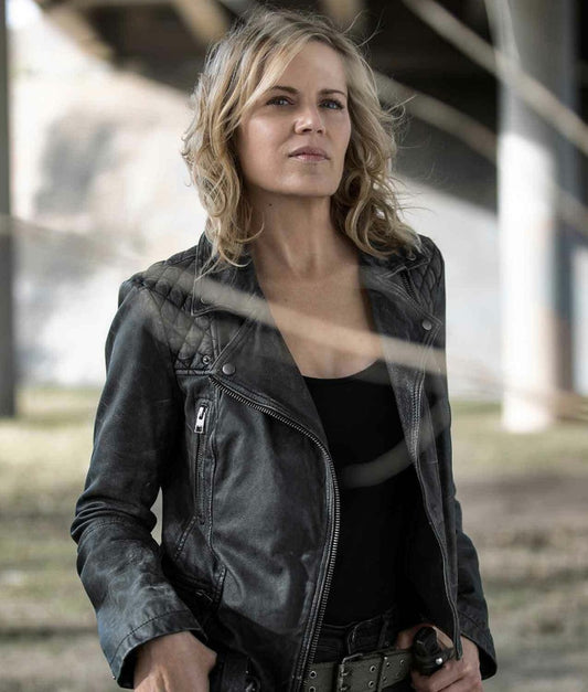 Majestic Leather - Fear The Walking Dead Madison Clark Distressed Black Quilted Ladies Jacket
