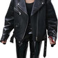 Majestic Leather - 90's Women Casual Oversize Biker Lambskin Soft Real Leather Jacket