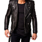 Majestic Leather - Men Leather Jacket Black Slim Fit Biker Leather Jacket