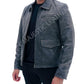 Majestic Leather - MEN'S AVIATOR DISTRESS BLACK GREY REAL LEATHER JACKET