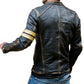 Majestic Leather - Men's Black Biker Vintage Motorcycle Distressed Cafe Racer Leather Jacket