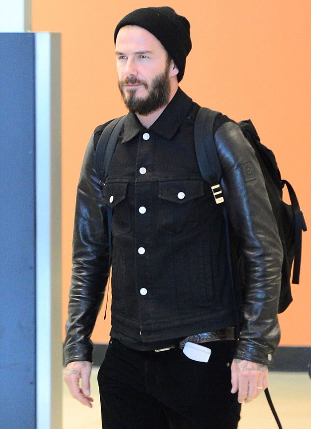 Majestic Leather - D- Beckham Modisch Freizeit Bekleidung Jeans mit Leder Ärmel Jacke