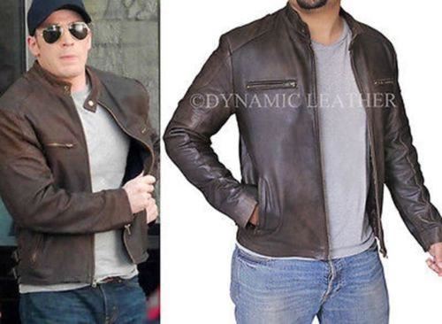 Majestic Leather - Captain America Civil War Steve Rogers Brown Distressed Cowhide Leather Jacket