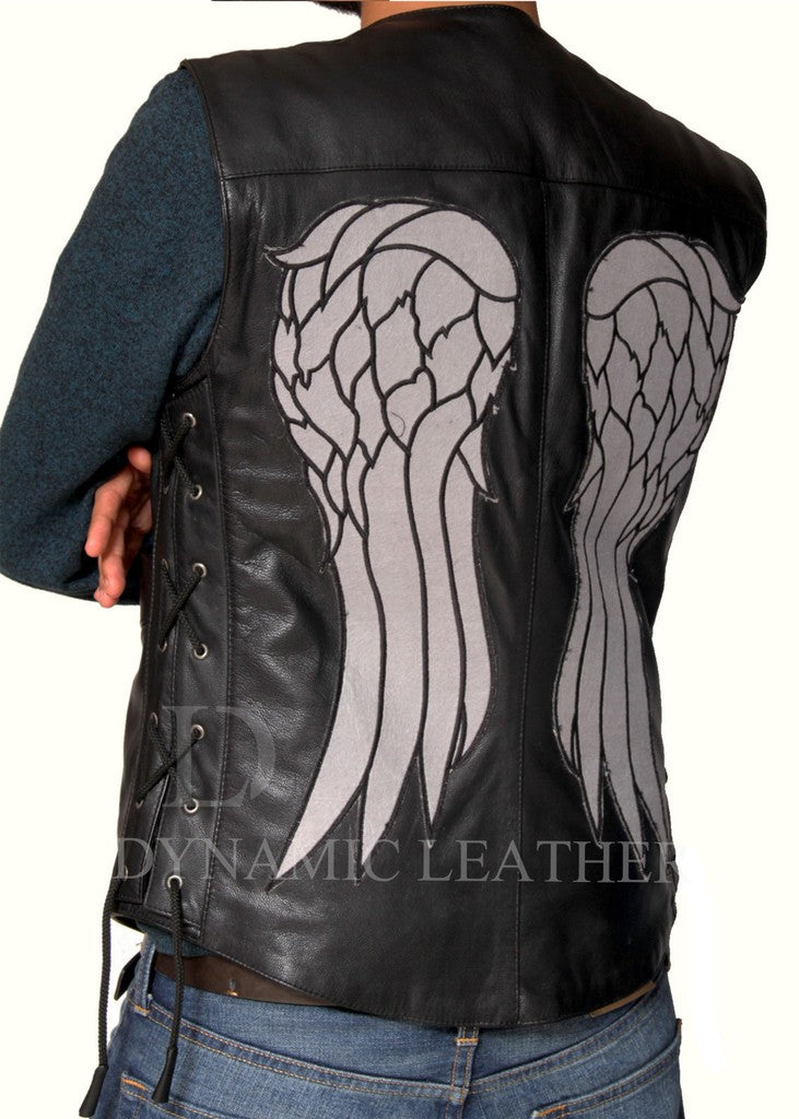 Majestic Leather - THE WALKING DEAD GOVERNOR - DARYL DIXON ANGEL WINGS LEATHER VEST JACKET
