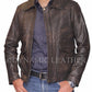 Majestic Leather - Indiana Jones Distressed Brown Genuine Cow Hide Skin Leather Jacket