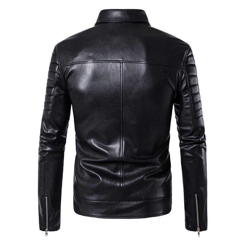 Majestic Leather - Men's Slim fit Lambskin Motorcycle Biker Jacket Genuine Black Jacket Leather