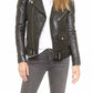 Majestic Leather - Womens Black Biker Motorcycle Slim fit Leather Jacket-BNWT
