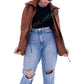 Majestic Leather - Women Real Lambskin Camel Brown THREE-QUARTER Biker Leather Coat