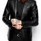 Majestic Leather - Men's Genuine Lambskin Real Leather Blazer Jacket Two Button Slim Fit Coat